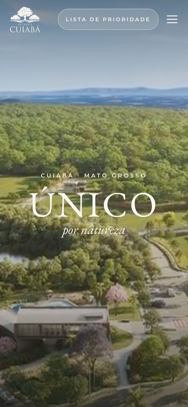 Landing page da Reserva Cuiabá no celular
