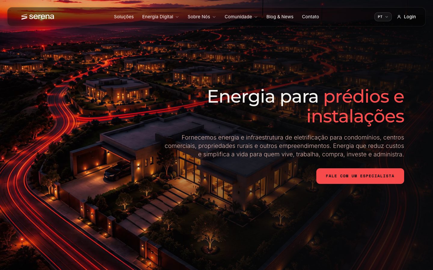 Site da Serena no computador
